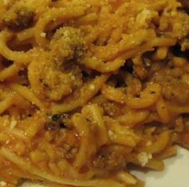 Spaghetti aglio olio e pan fritto